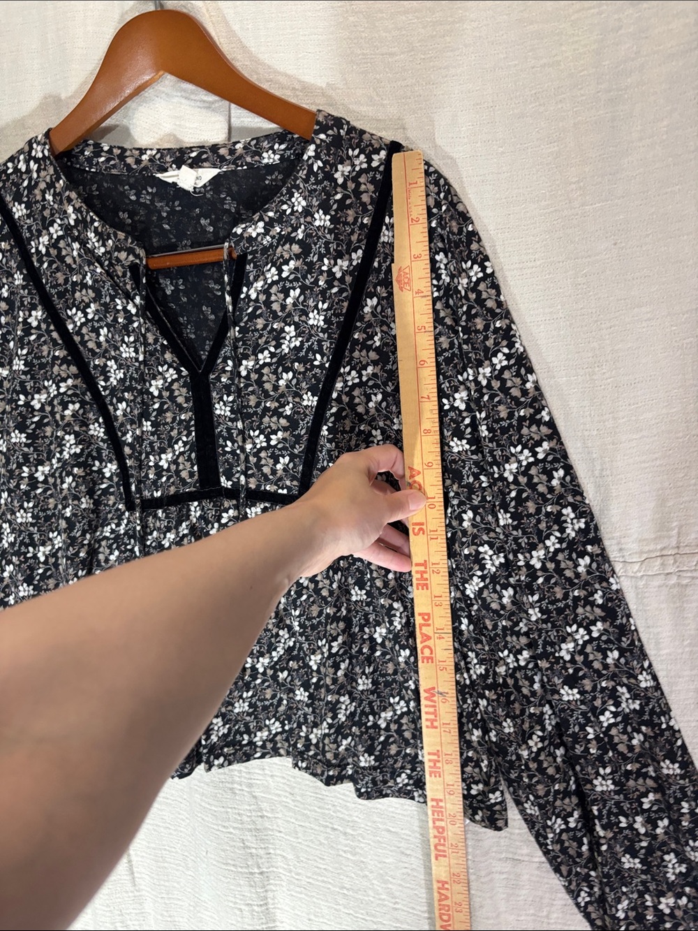 Lucky Brand Black Floral Long-Sleeve Peasant Blouse - Picture 8 of 11